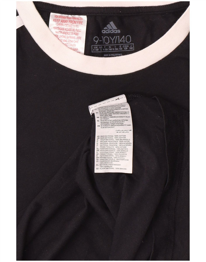ADIDAS Girls T-Shirt Top 9-10 Years Μαύρο Βαμβακερό