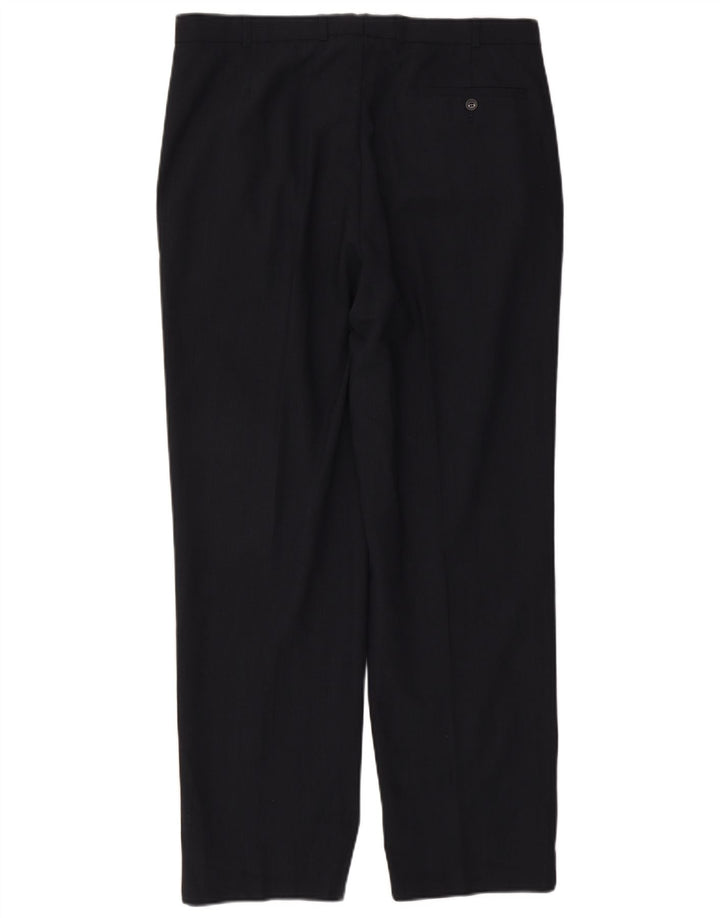 Marks & Spencer Ανδρικό παντελόνι με καρφίτσα W36 L31 Navy Blue Polyester
