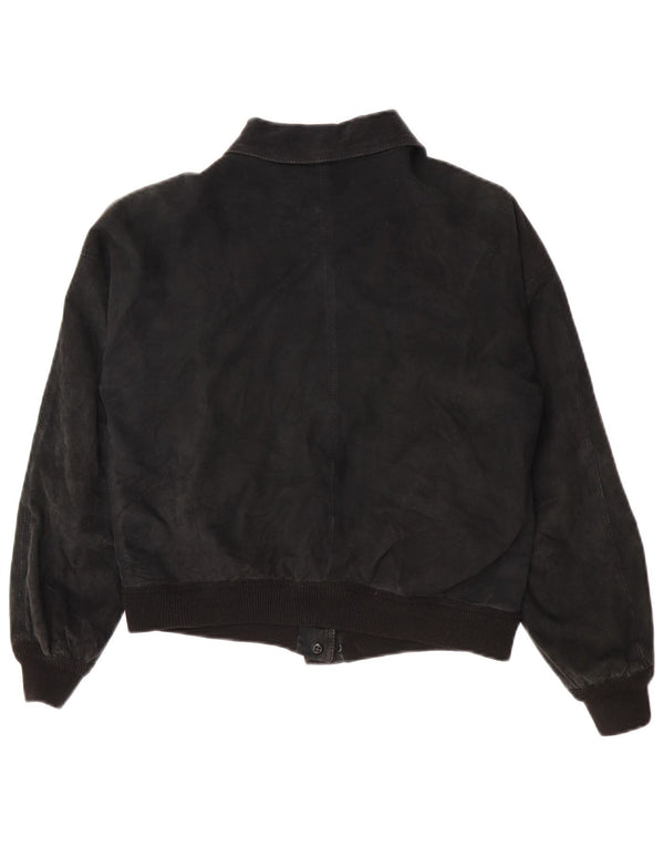 Vintage Γυναικείο Crop Suede Jacket UK 14 Medium Black