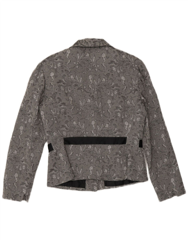Perceptions Γυναικείο μπουφάν blazer 2 κουμπιών UK 8 Small Grey Floral Rayon