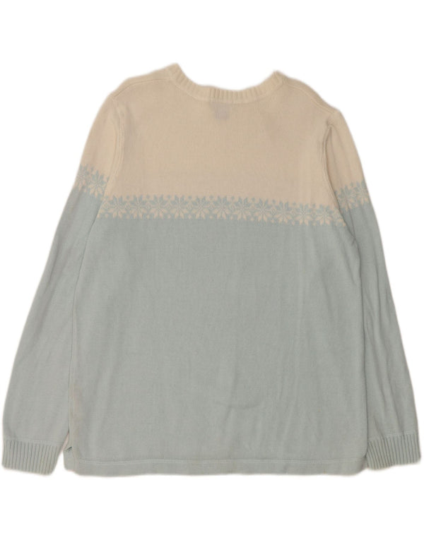 Eddie Bauer Γυναικείο πουλόβερ με λαιμόκαυστο UK 16 Large Blue Colourblock