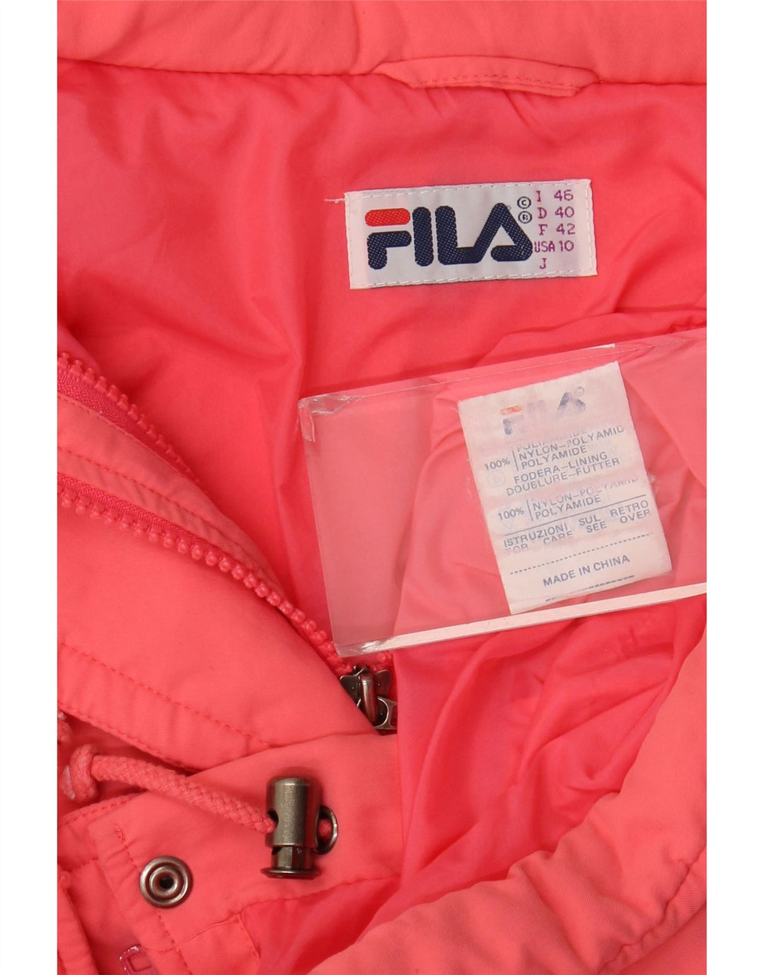 Fila Γυναικείο Μπουφάν Αντιανεμικό US 10 Large Pink Polyamide