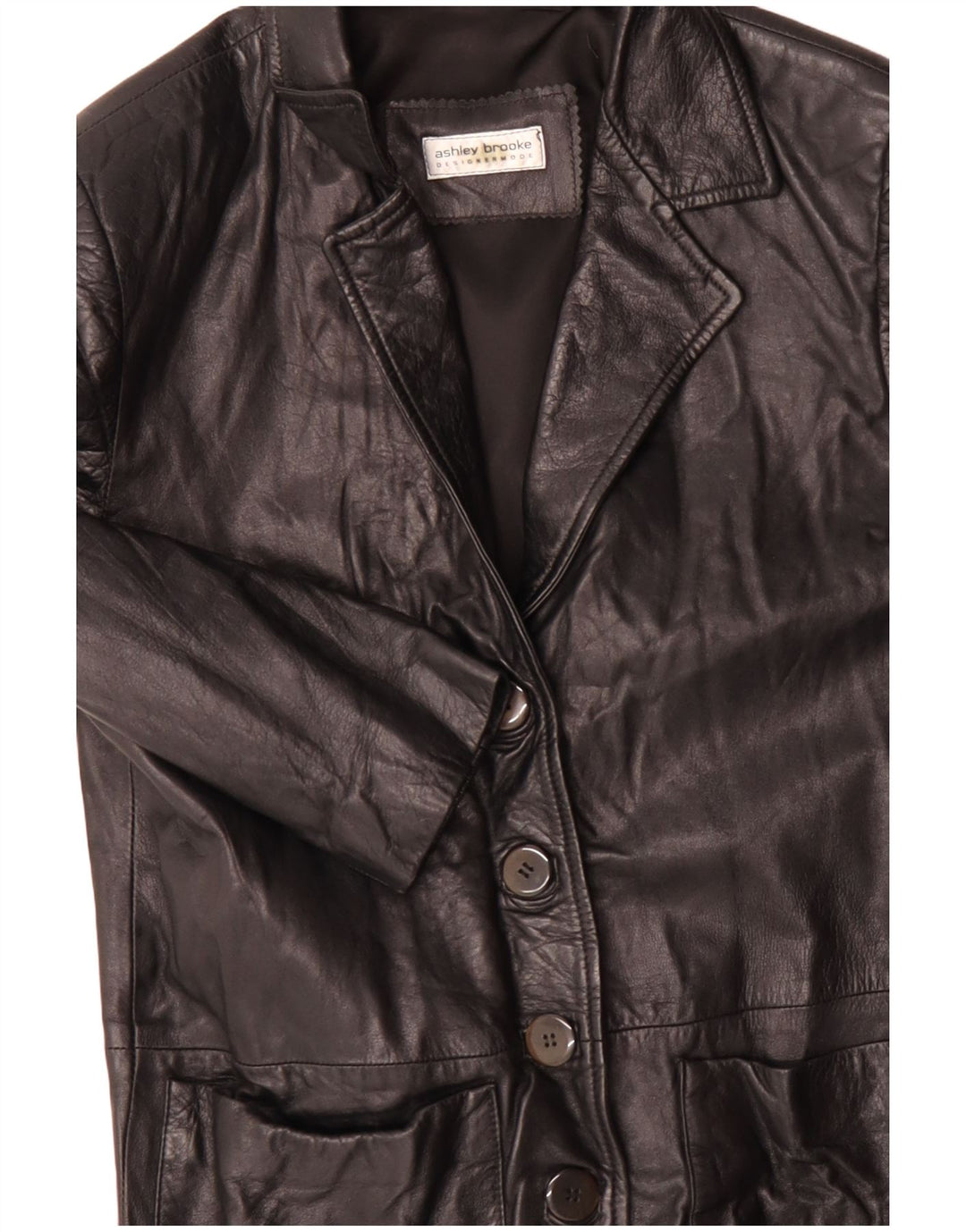 Ashley Brooke Γυναικείο Δερμάτινο Παλτό UK 10 Small Black Leather