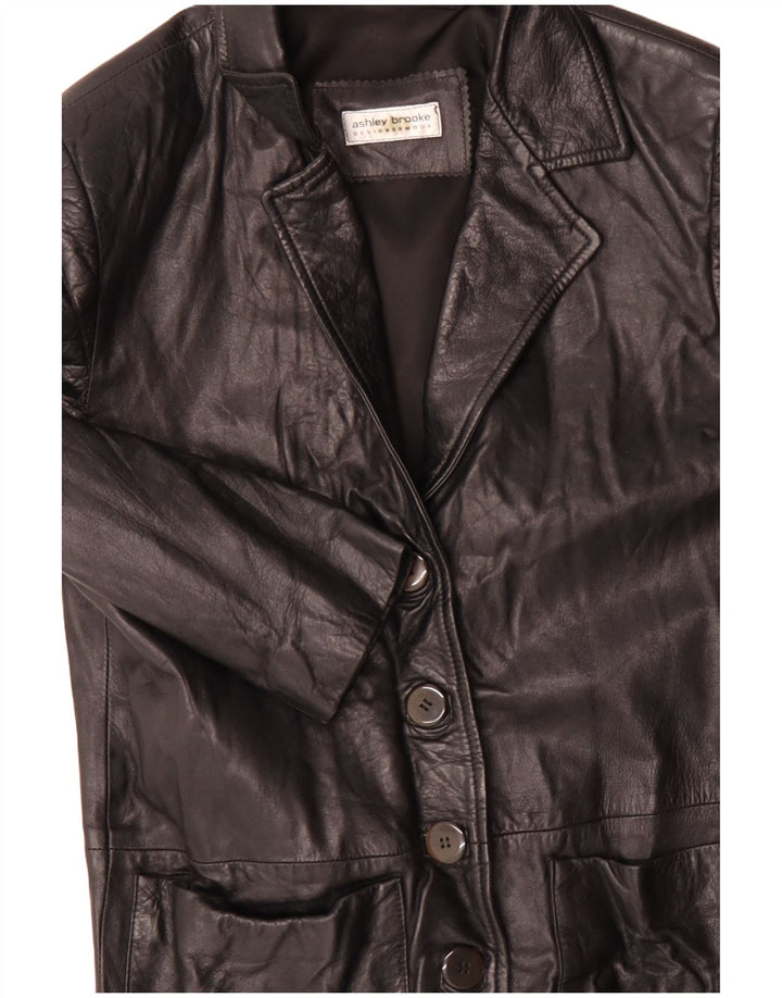 Ashley Brooke Γυναικείο Δερμάτινο Παλτό UK 10 Small Black Leather