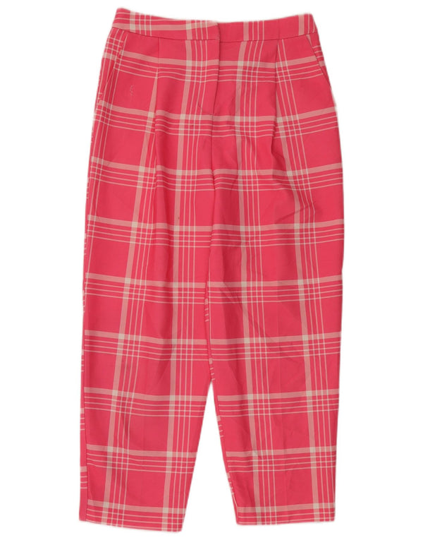 Topshop Γυναικεία Loose Fit Cropped Παντελόνι UK 10 Small W28 L26 Pink Check