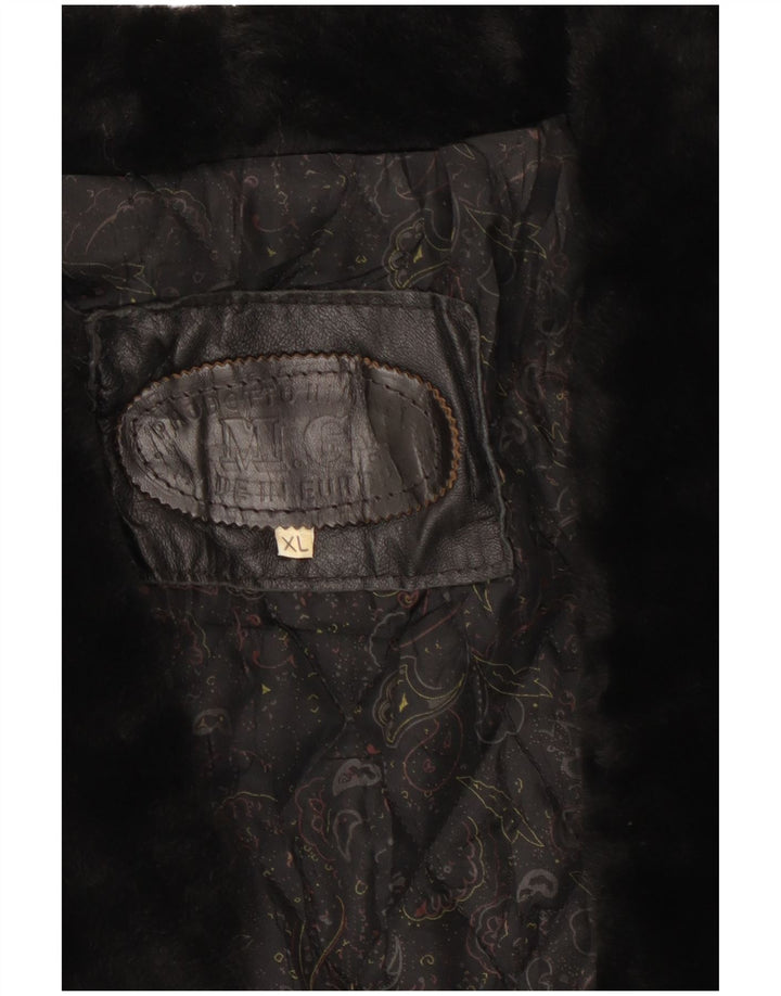 M.G Γυναικείο Δερμάτινο Μπουφάν UK 18 XL Μαύρο Animal Print