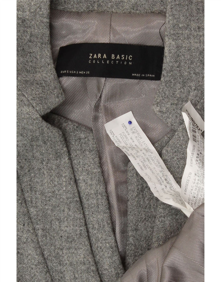 Zara Γυναικείο Longline σακάκι 1 κουμπιού blazer UK 10 μαλλί με γκρι νιφάδες
