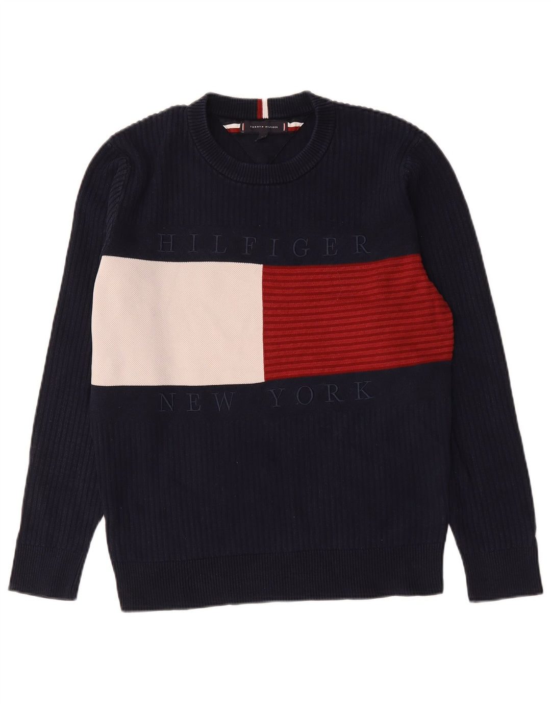 Πουλόβερ Tommy Hilfiger Ανδρικό πουλόβερ με λαιμόκοψη μεσαίου μπλε χρώματος