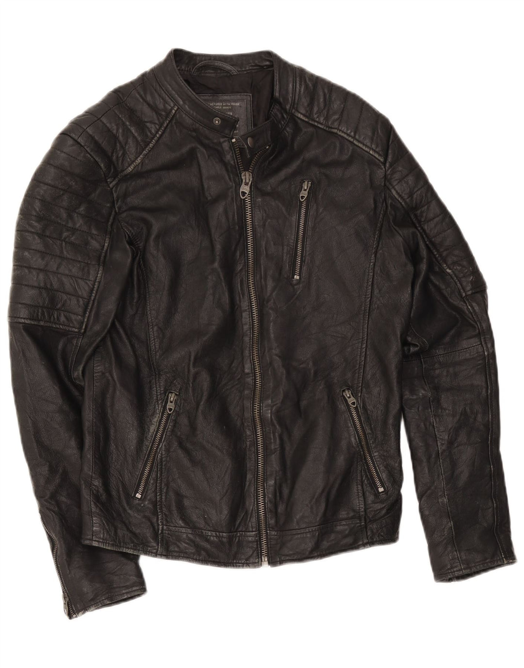 Jack & Jones Ανδρικό Δερμάτινο Σακάκι Racer UK 36 Small Black