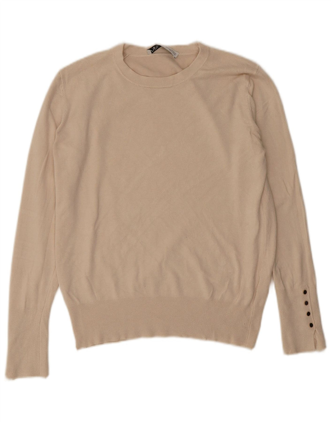 Zara Γυναικείο πουλόβερ με λαιμόκοψη UK 12 Medium Beige