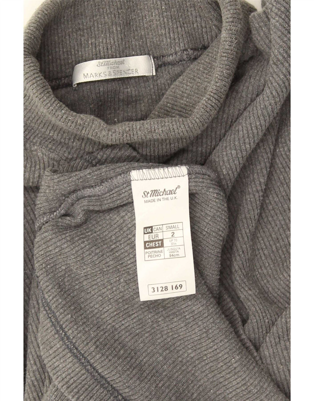 Marks & Spencer Ανδρικό ρολό μπλουζάκι με μακρυμάνικο μικρό γκρι βαμβακερό