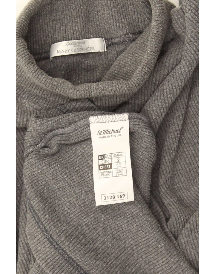 Marks & Spencer Ανδρικό ρολό μπλουζάκι με μακρυμάνικο μικρό γκρι βαμβακερό