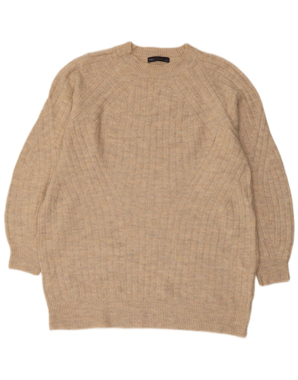 MARKS & SPENCER Γυναικείο πουλόβερ με λαιμόκοψη UK 14 Medium Beige