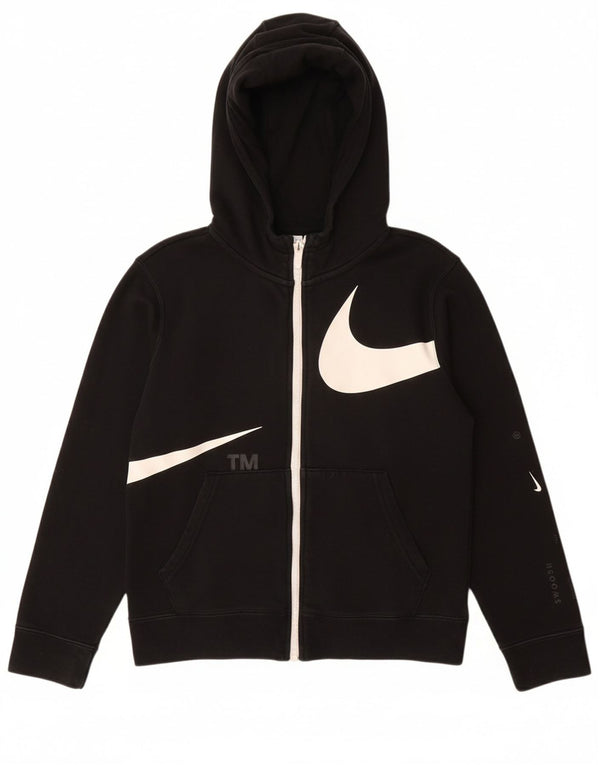 Πουλόβερ NIKE Boys Swoosh Graphic Zip Hoodie 10-11 ετών Μεσαίο μαύρο