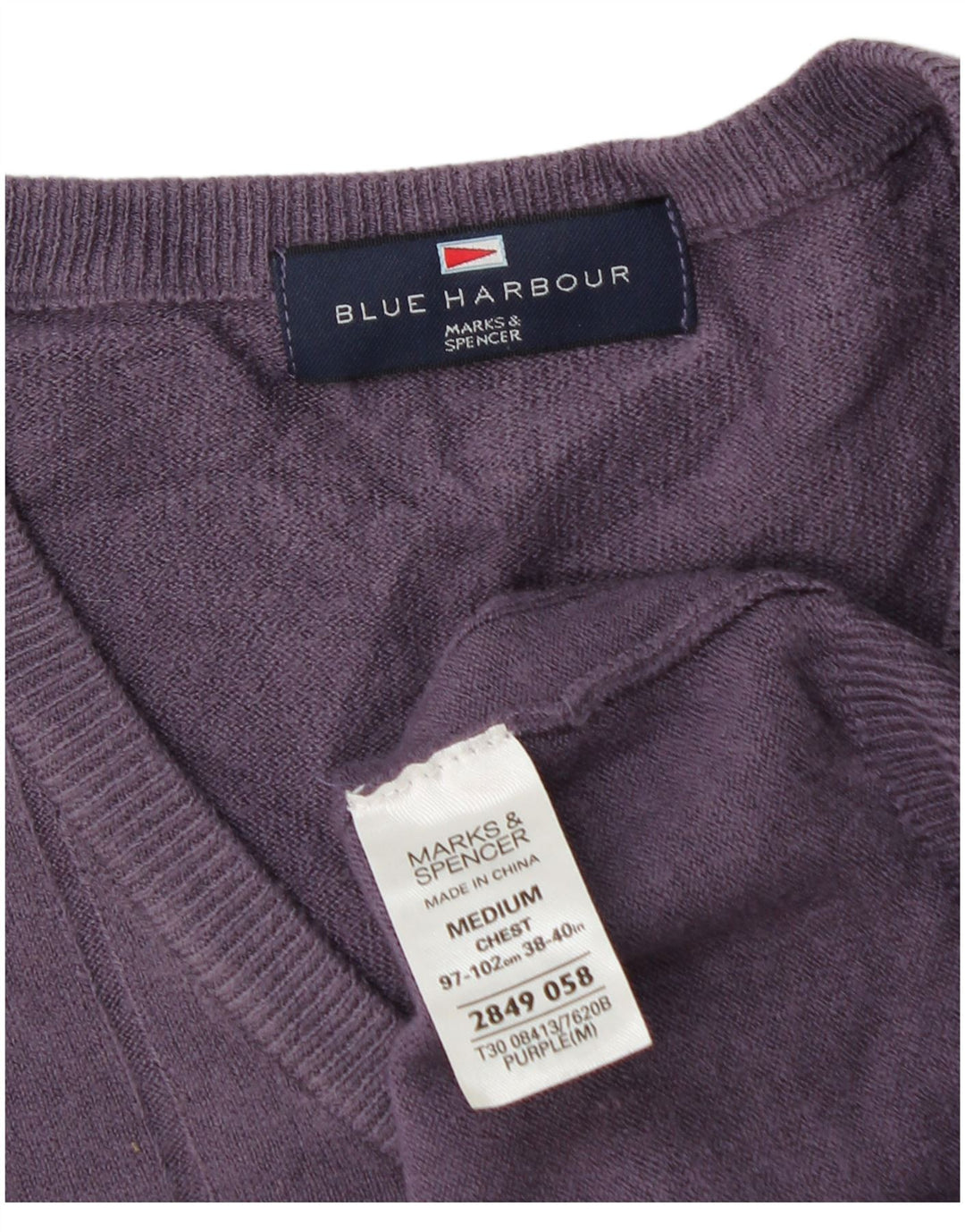 Ανδρικό πουλόβερ Marks & Spencer Blue Harbor με V-Neck Jumper Medium Purple