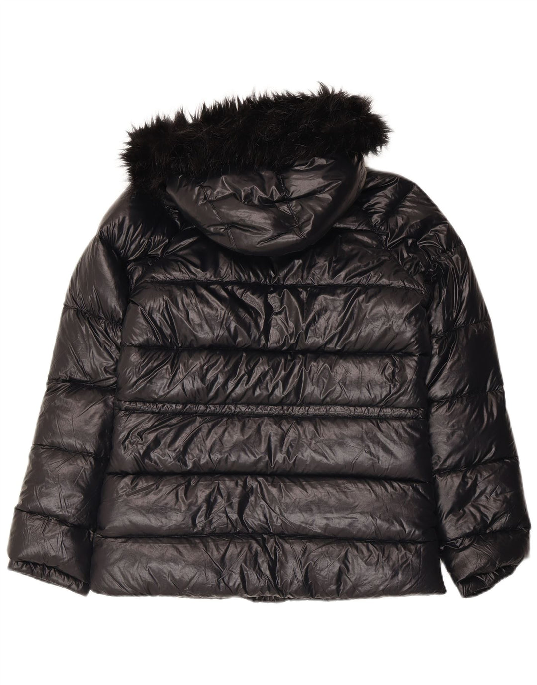 Γυναικείο μπουφάν NIKE με κουκούλα μεγάλου μεγέθους UK 6/8 XS μαύρο νάιλον