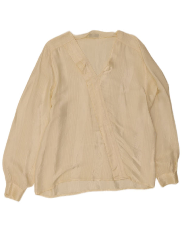 Vintage γυναικεία μακρυμάνικη μπλούζα μπλούζα IT 48 XL Κίτρινη ρίγα οξική