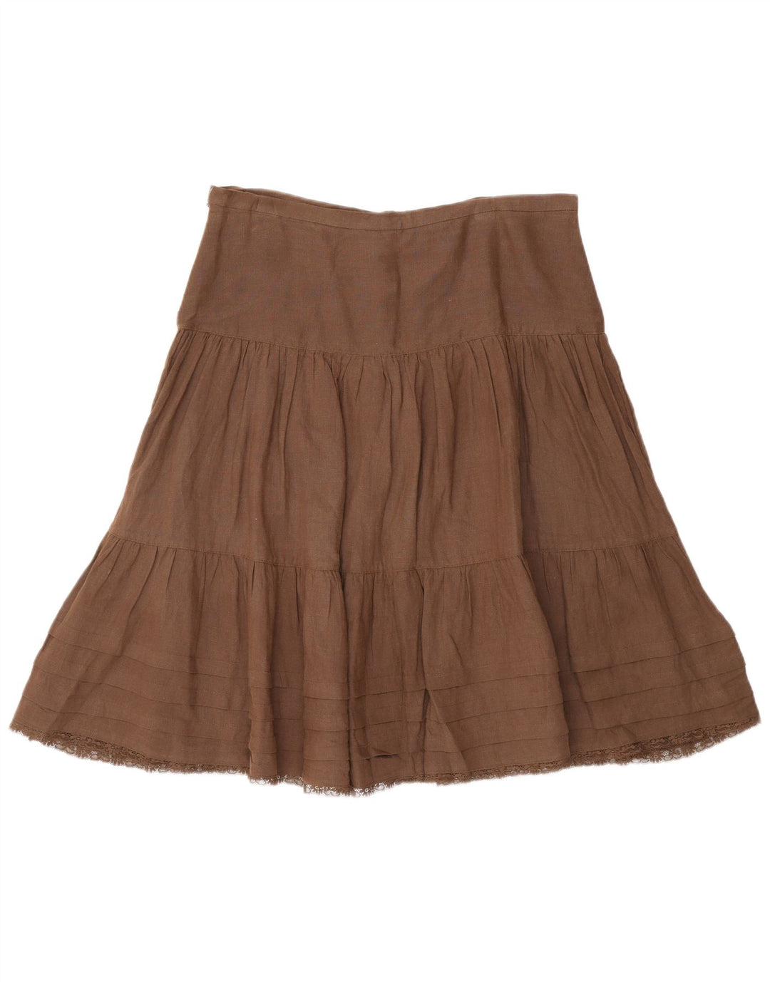 Massimo Dutti Γυναικεία φούστα με κλιμάκωση W30 Μεσαίο καφέ λινό