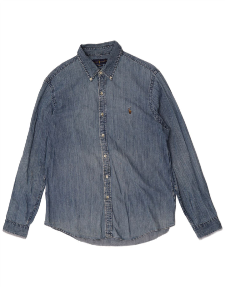 Ανδρικό τζιν πουκάμισο Ralph Lauren με λεπτή εφαρμογή XL μπλε βαμβακερό