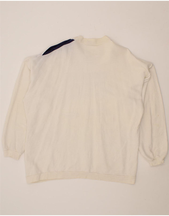 TRUSSARDI Mens Graphic Sweatshirt Jumper Medium White Cotton Vintage Trussardi and Second-Hand Trussardi from Messina Hembry 