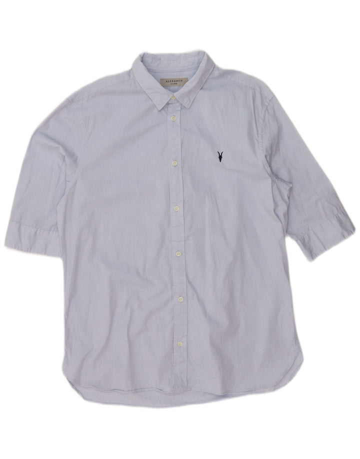 ALL SAINTS Mens Short Sleeve Shirt XL Blue Cotton