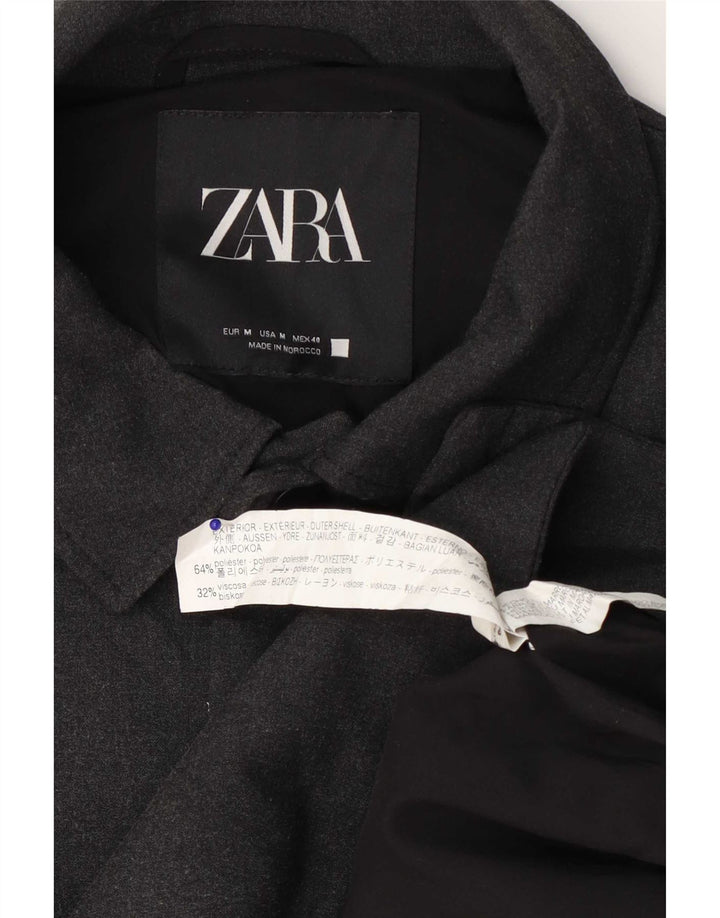 Zara Mens Bomber Jacket UK 38 Medium Grey Polyester