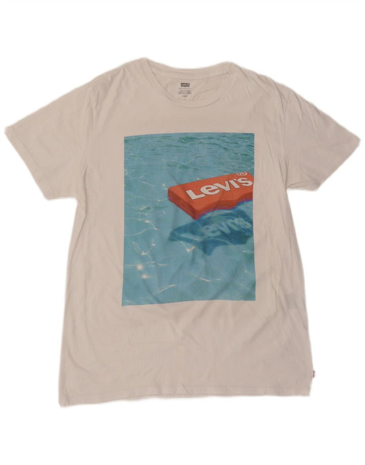 Γυναικείο γραφικό T-Shirt LEVI'S Top UK 16 Large White