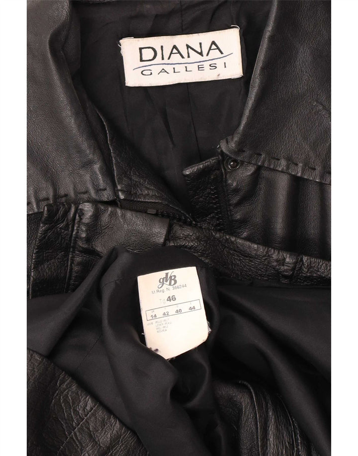Diana Gallesi Γυναικείο Δερμάτινο Μπουφάν UK 14 Large Μαύρο