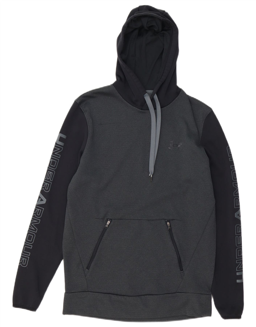 UNDER ARMOR Ανδρικό Cold Gear Graphic Hoodie Jumper Small Grey Colourblock