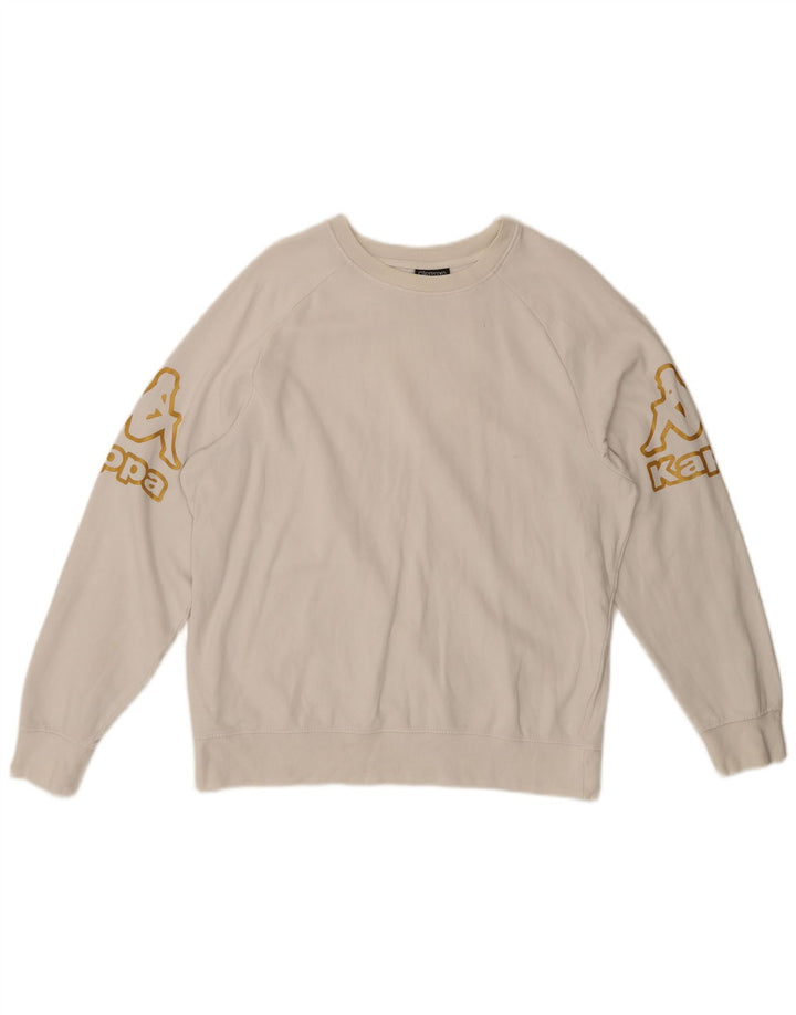 KAPPA Mens Graphic Sweatshirt Jumper Large Off White