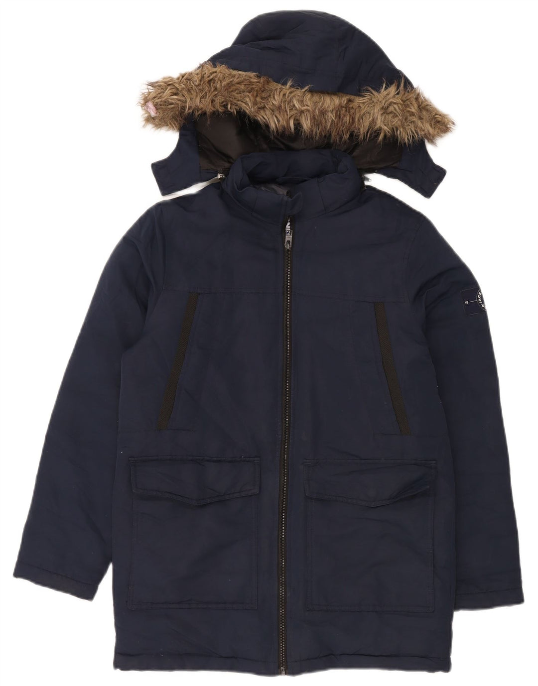 Jack & Jones Boys Hooded Poddded Coat 13-14 Years Navy Blue Polyester