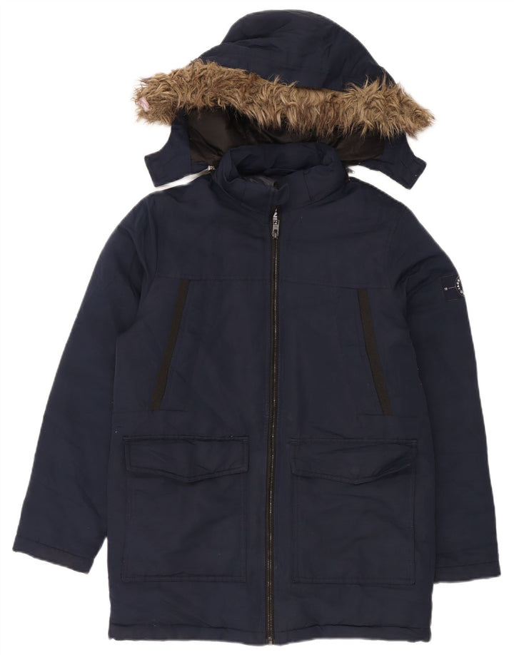 Jack & Jones Boys Hooded Poddded Coat 13-14 Years Navy Blue Polyester