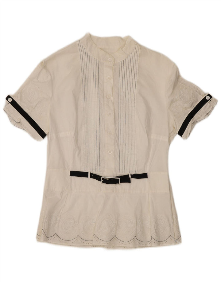 Karen Millen Γυναικεία Μπλούζα Μπλούζα UK 12 Μεσαίο Λευκό Paisley Βαμβακερό