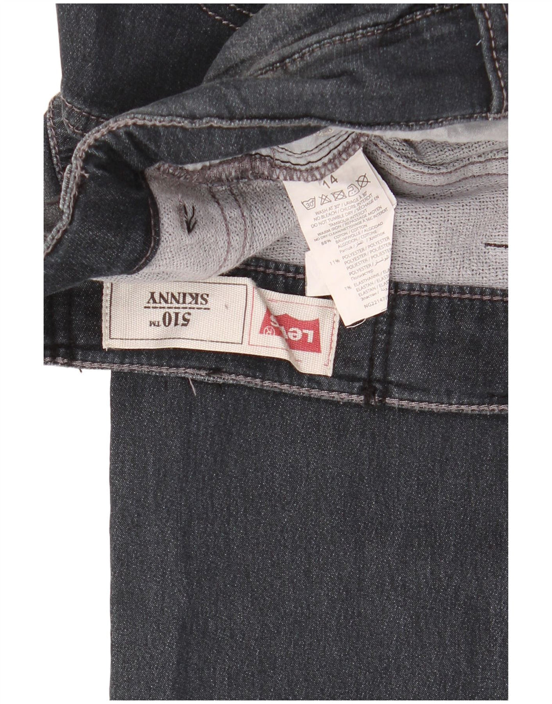 LEVI'S Girls 510 Skinny Jeans 13-14 ετών W30 L30 Μαύρο βαμβακερό