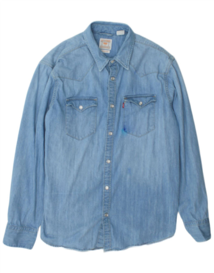 Ανδρικό τζιν πουκάμισο Levi's Standard Fit, μεγάλο μπλε βαμβακερό
