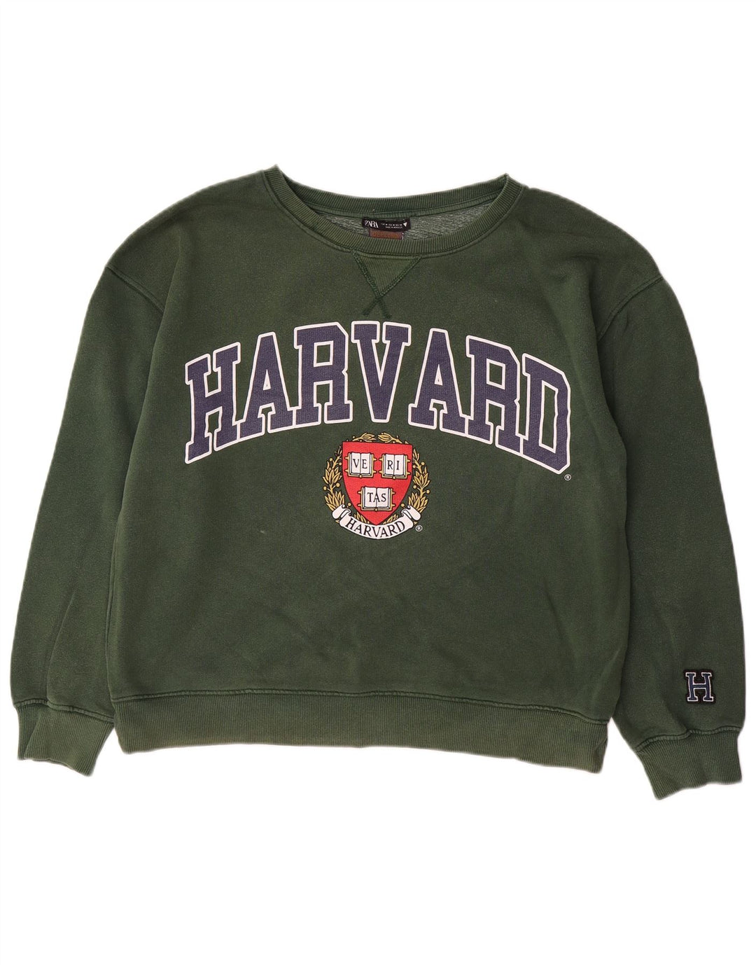 Γυναικεία ZARA Γυναικεία φούτερ με γραφικά Harvard Jumper UK 14 Medium Green
