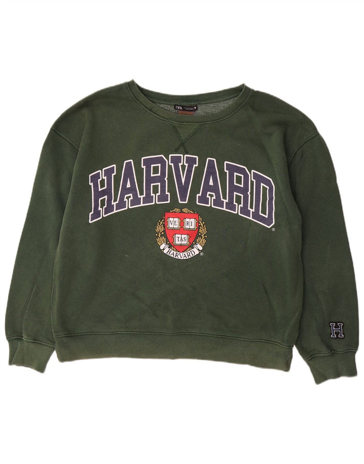Γυναικεία ZARA Γυναικεία φούτερ με γραφικά Harvard Jumper UK 14 Medium Green