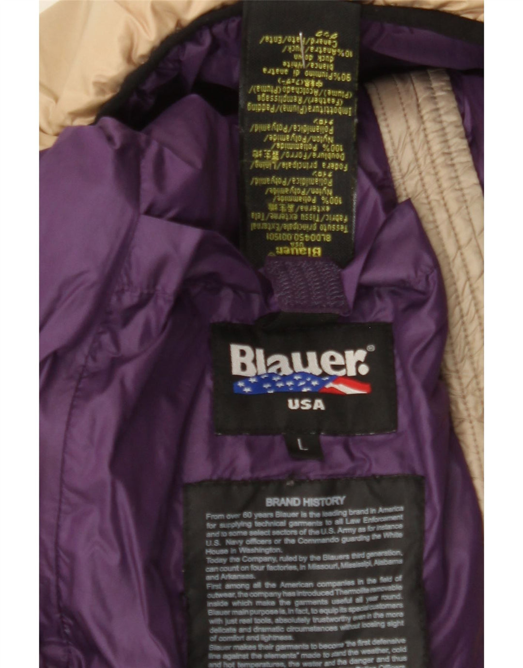BLAUER Girls Hooded Padded Jacket 15-16 Years Large Beige Polyamide Vintage Blauer and Second-Hand Blauer from Messina Hembry 