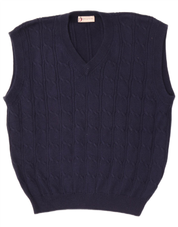 Sergio Tacchini Ανδρικό γιλέκο Tank Top Large Navy Blue από βαμβάκι