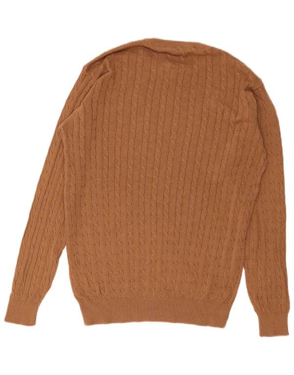 French Connection Mens Crew Neck Jumper Sweater Medium Brown Cotton
