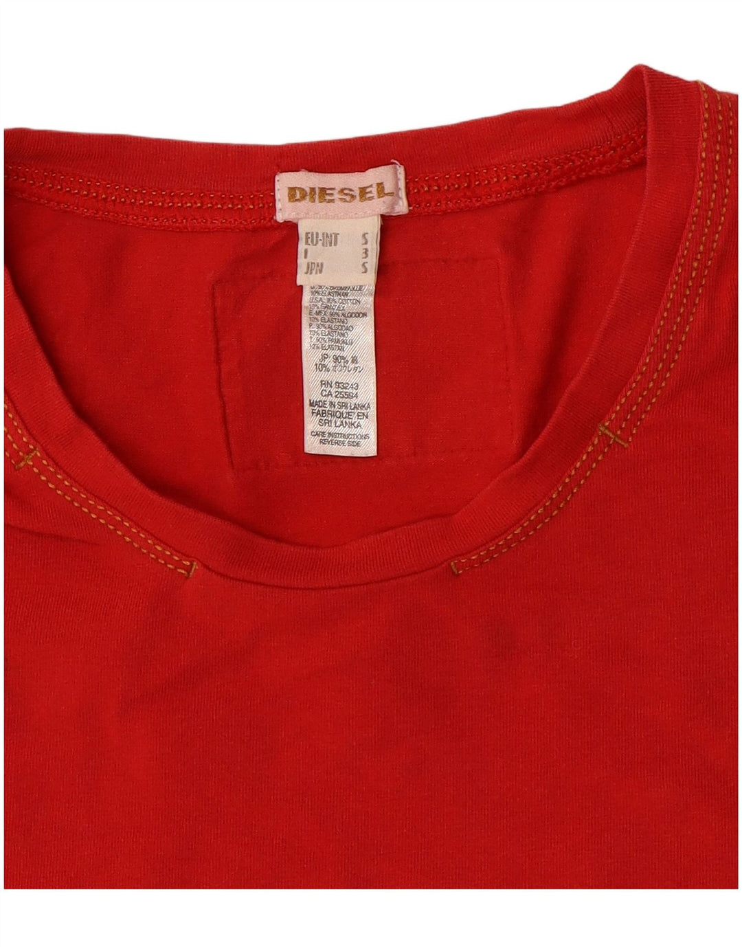 Γυναικείο T-Shirt DIESEL Top UK 10 Small Red Cotton