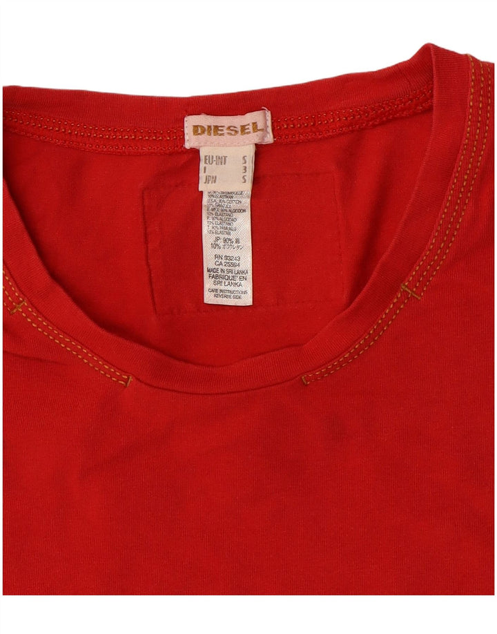 Γυναικείο T-Shirt DIESEL Top UK 10 Small Red Cotton