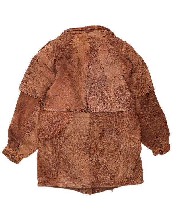 Vintage Womens Leather Coat UK 14 Medium Brown