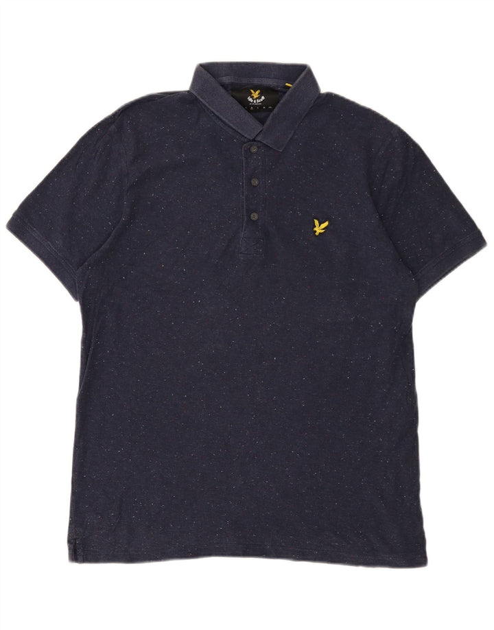 Ανδρικό μπλουζάκι πόλο LYLE & SCOTT Βαμβακερό με μεσαίο μπλε ναυτικό