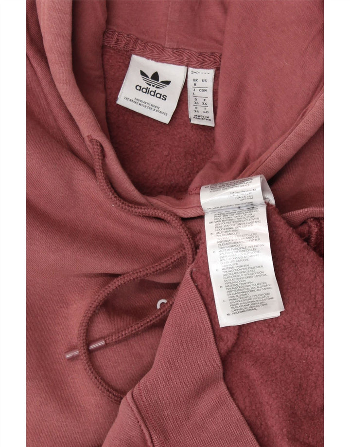 ADIDAS Γυναικεία γραφικά υπερμεγέθη Hoodie Jumper UK 8 Μικρό ροζ βαμβακερό