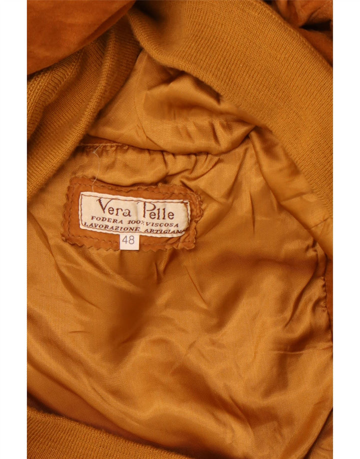 LAVORAZIONE ARTIGIANA Ανδρικό Suede Bomber Jacket IT 48 Δερμάτινο μεσαίο καφέ