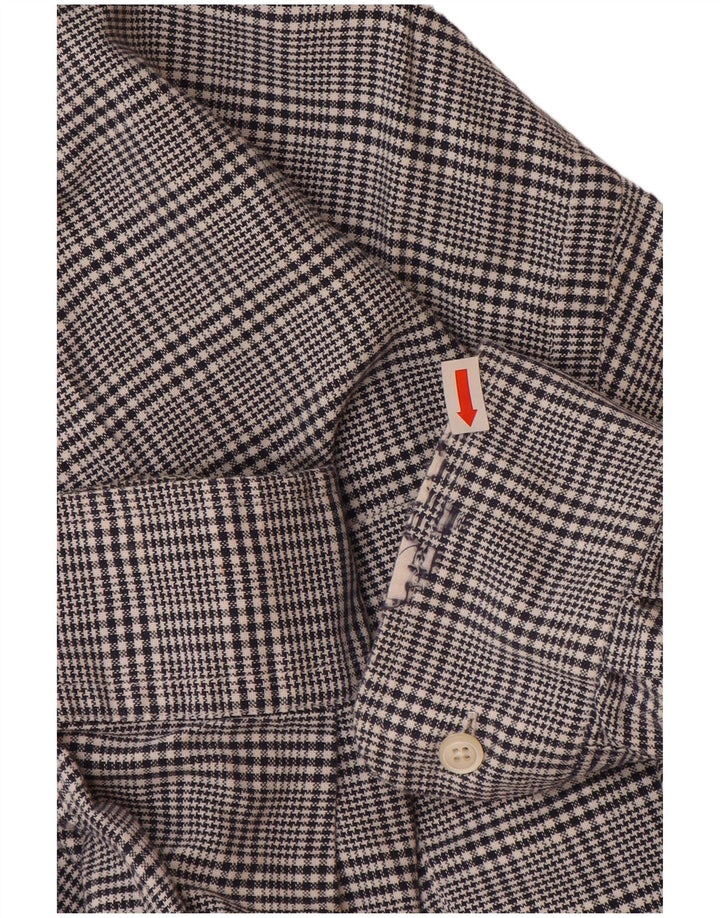 NAUTICA Ανδρικό φανελένιο πουκάμισο Βαμβακερό Houndstooth μεσαίου μπλε ναυτικού
