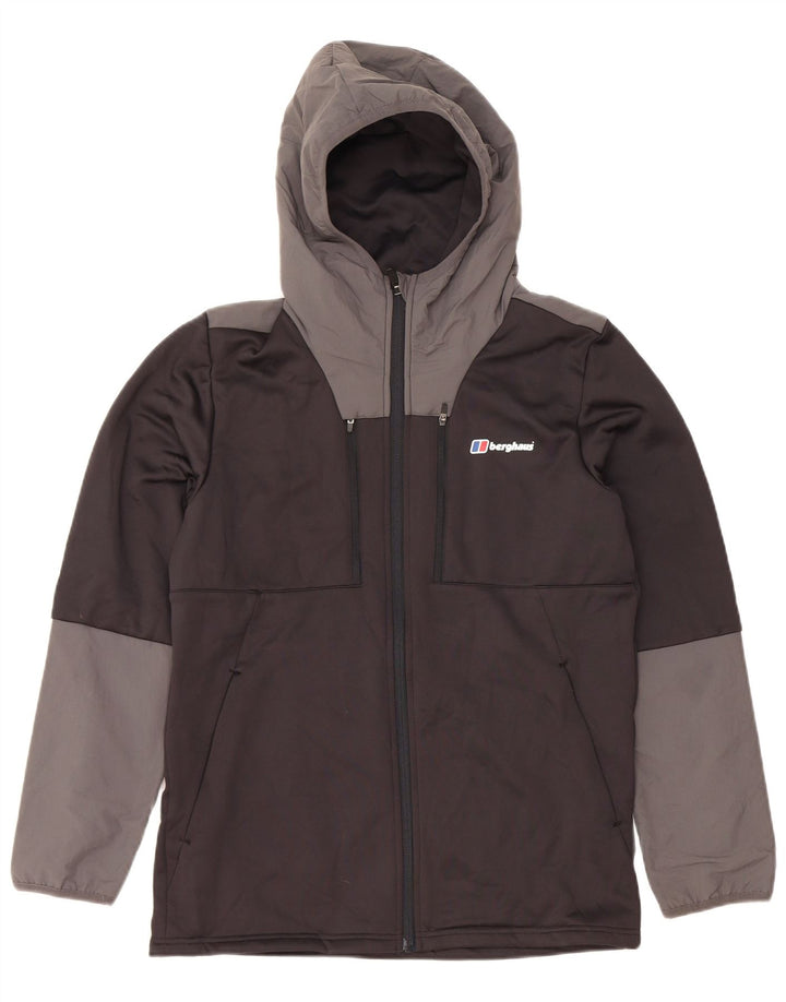 BERGHAUS Boys πουλόβερ με κουκούλα με φερμουάρ 12-13 ετών μαύρο πολυεστέρα