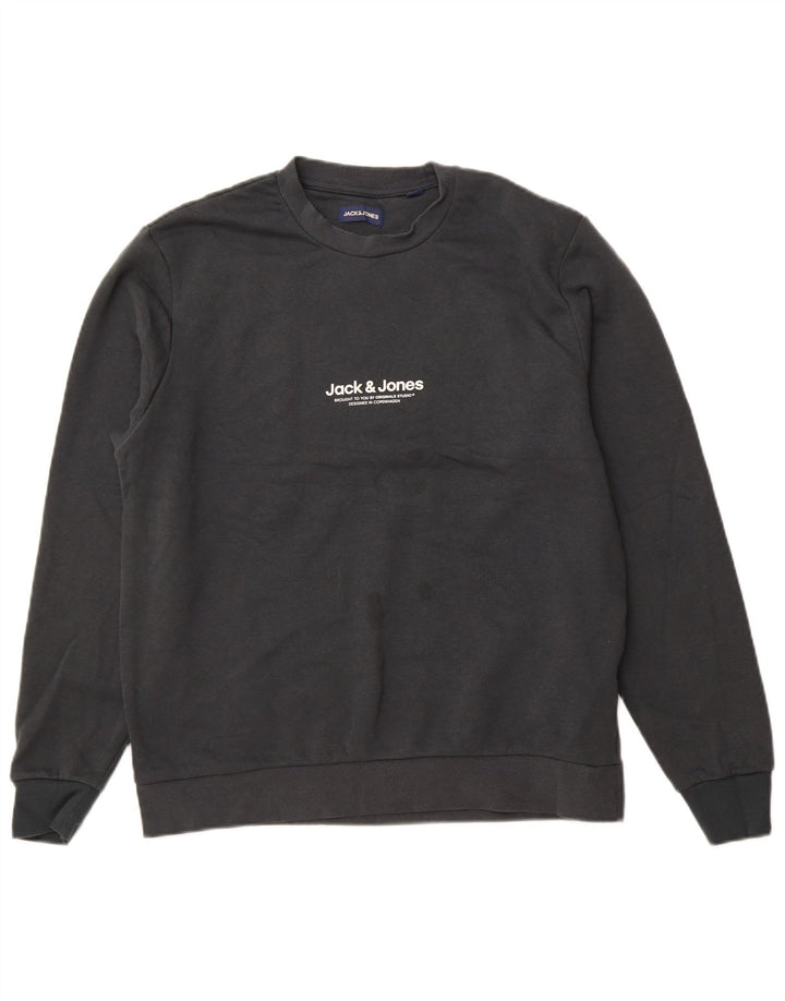JACK & JONES Ανδρικό Φούτερ Jumper Μεγάλο Γκρι Βαμβακερό