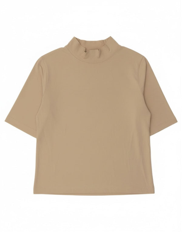 Zara Γυναικεία κοντομάνικη μπλούζα τοπ UK 18 XL Μπεζ βαμβακερή